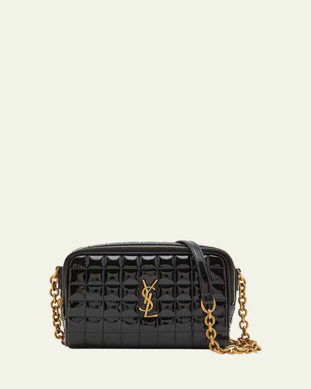 Cassandre Mini YSL Camera Bag in Quilted Patent Leather